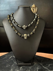 Black Onyx Silver Skull Necklace