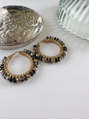 Duo Chrome Black Silver and Gold Large Hoops