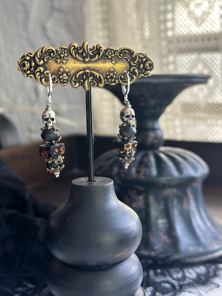 925 Silver Skull Plug Friendly Earrings