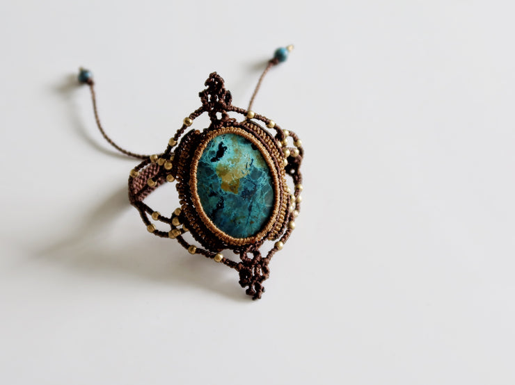 Shattuckite Macrame Cuff