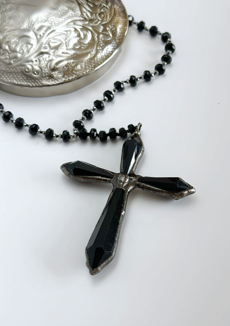 Hand Tied Crystal Cross Pendant