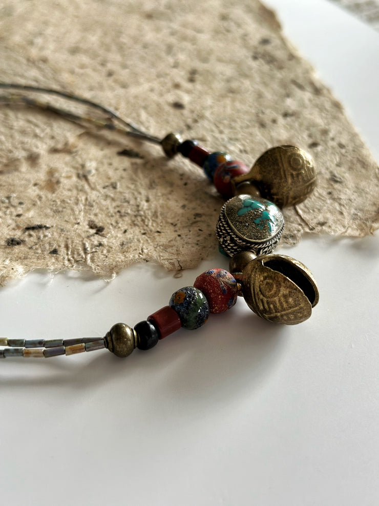 Ethnic Brass Bell Necklace