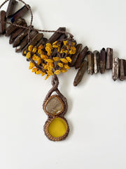 Agate and Yellow Onyx Tree of Life Necklace