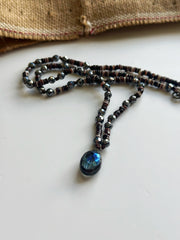 Crystal Black Lip Shell and Hematite Necklace