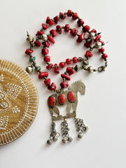Unique Ethnic Afghan Horse Coral Necklace