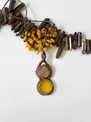 Agate and Yellow Onyx Tree of Life Necklace