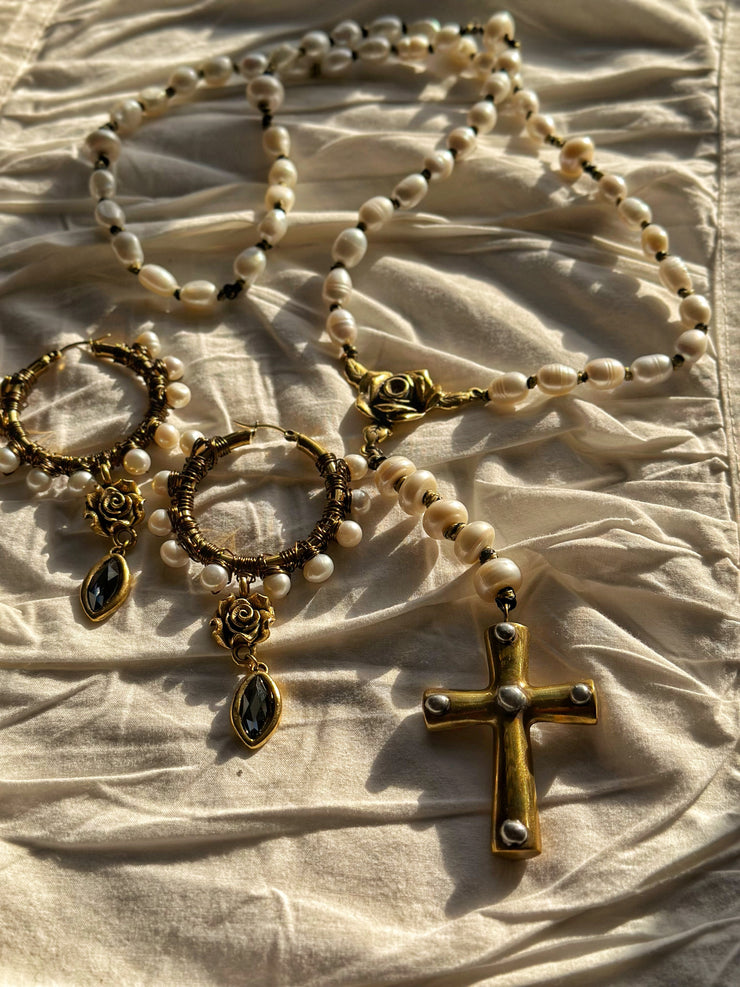 Hand Knotted Fresh Water Pearl Rosary Set