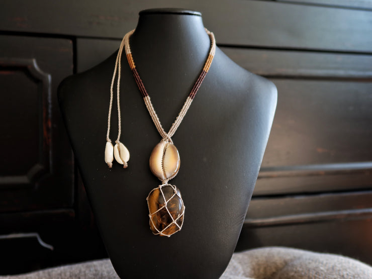 Tigers Eye Macrame Necklace