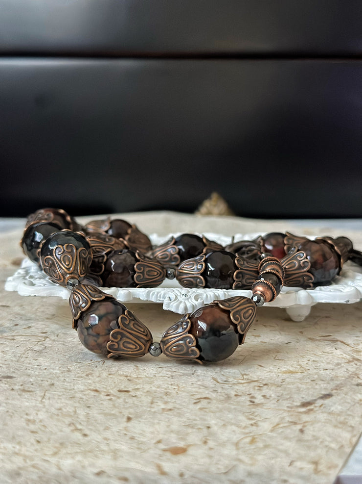 Agate Skull Dagger Necklace