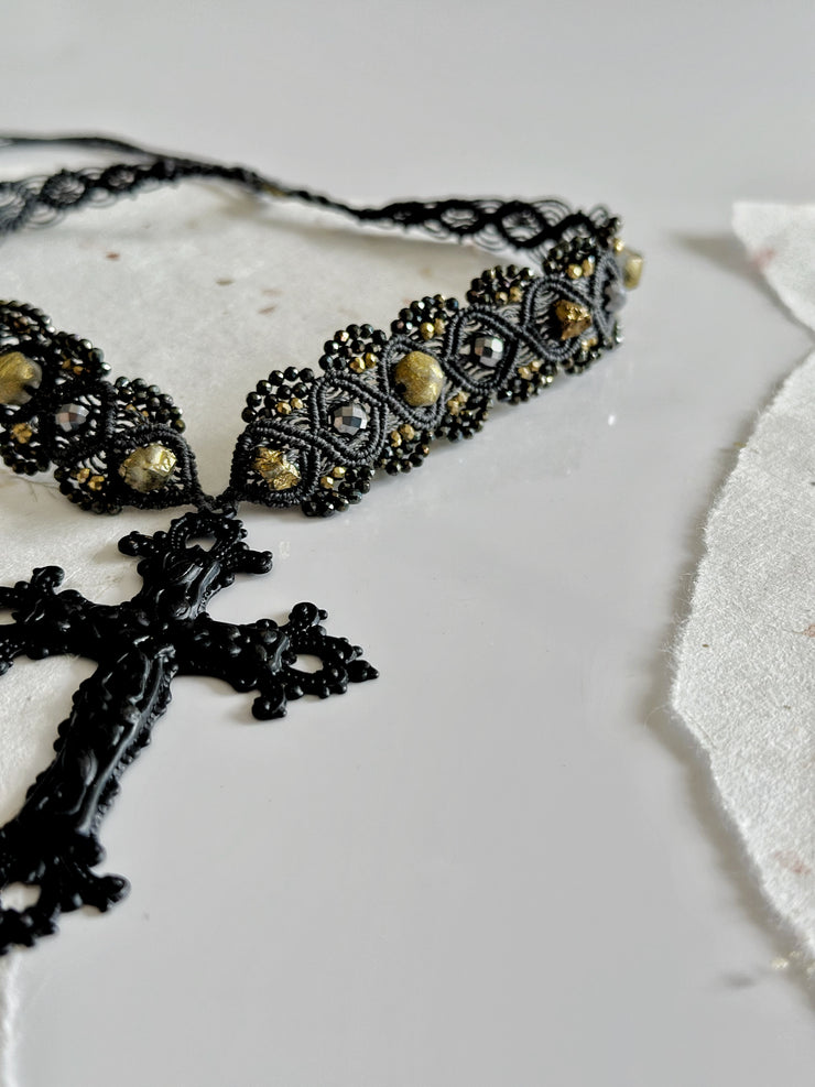 Medieval Gothic Macrame Cross Set