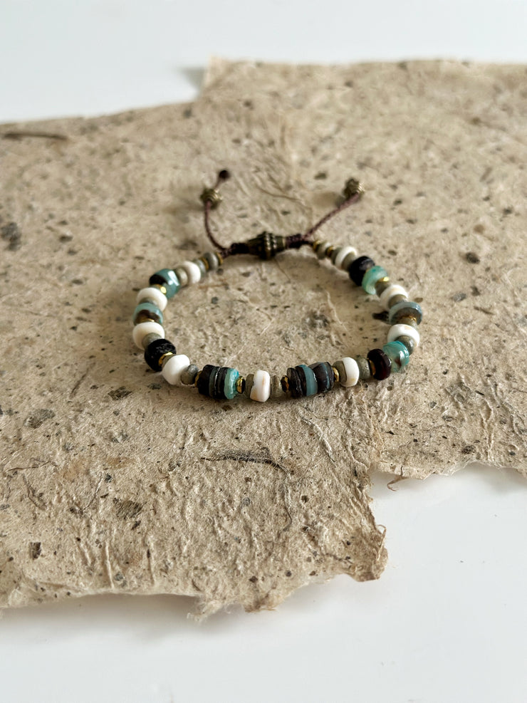 Turquoise and Natural Shell Bracelet