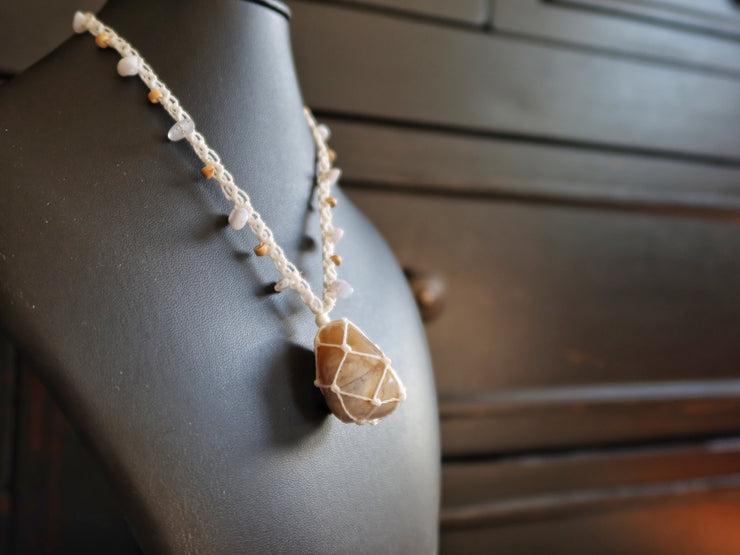 Blue Lace Agate Macrame Necklace