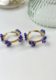 Royal Blue Duo Chrome Flower Hoops