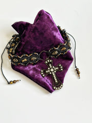 Gothic Cross and Skull Macrame Choker