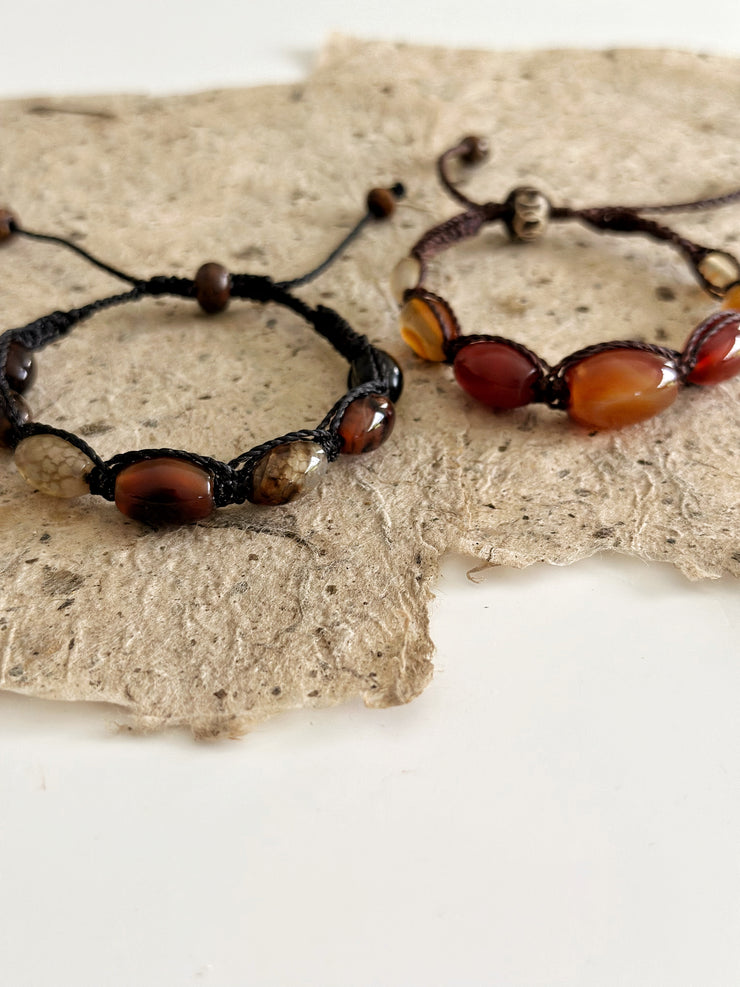 Agate Adjustable Macrame Bracelet