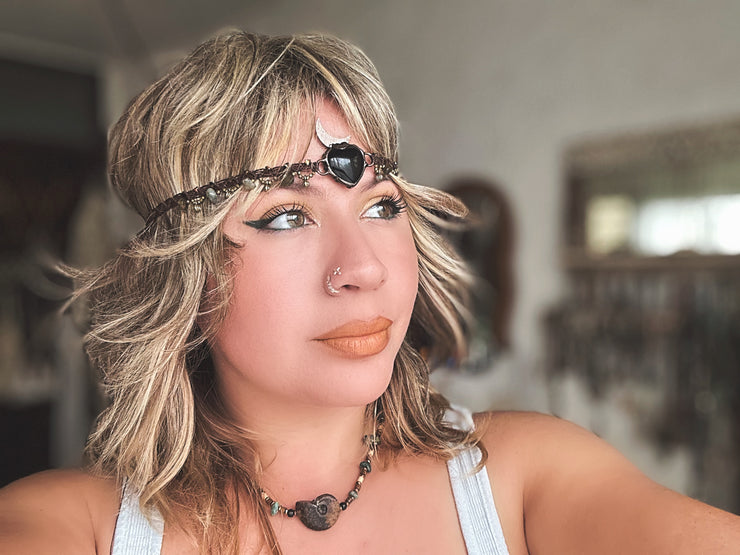 Onyx and Labradorite Headpiece