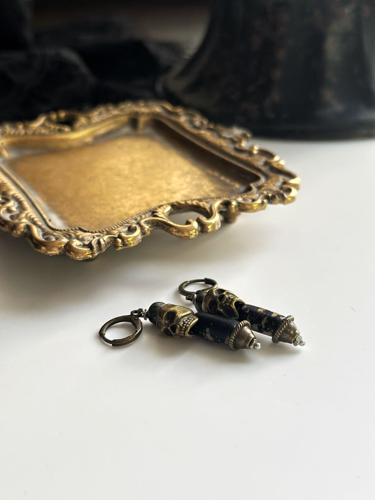 Antique Bronze Skull and Bone Huggies