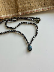 Crystal Black Lip Shell and Hematite Necklace