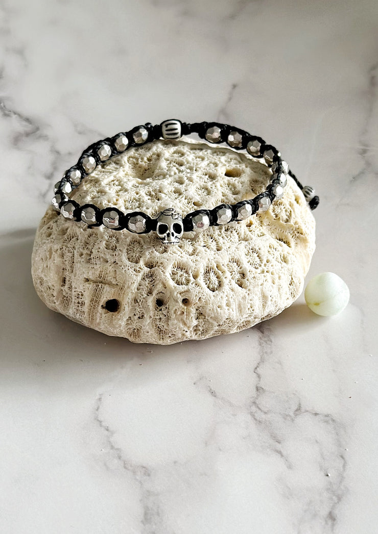 Hematite Skull Bracelet