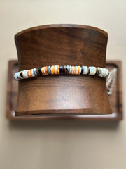 Spiny Oyster Shell and Black Pen Shell with 18k White Gold Plated Hematite Bracelet