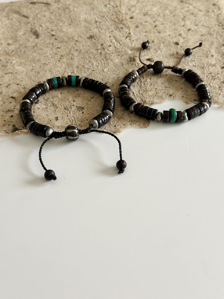 Natural Shell and Malachite Bracelet