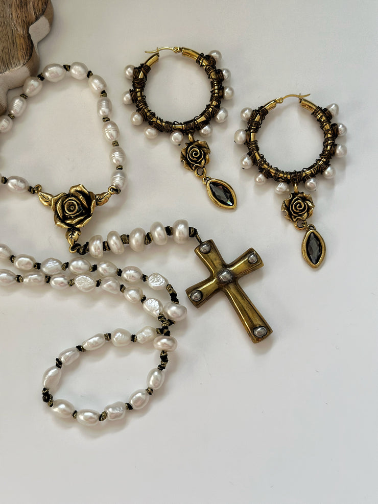 Hand Knotted Fresh Water Pearl Rosary Set