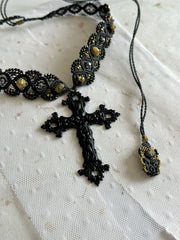 Medieval Gothic Macrame Cross Set