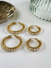 Hand Wrapped Beaded Crystal Hoops Large