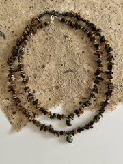 Tigers Eye Puka with African Turquoise Pendant and Black Hematite