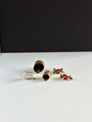 Hand Wrapped Red Flower with Metallic Green Leaves Hoops Extra Small