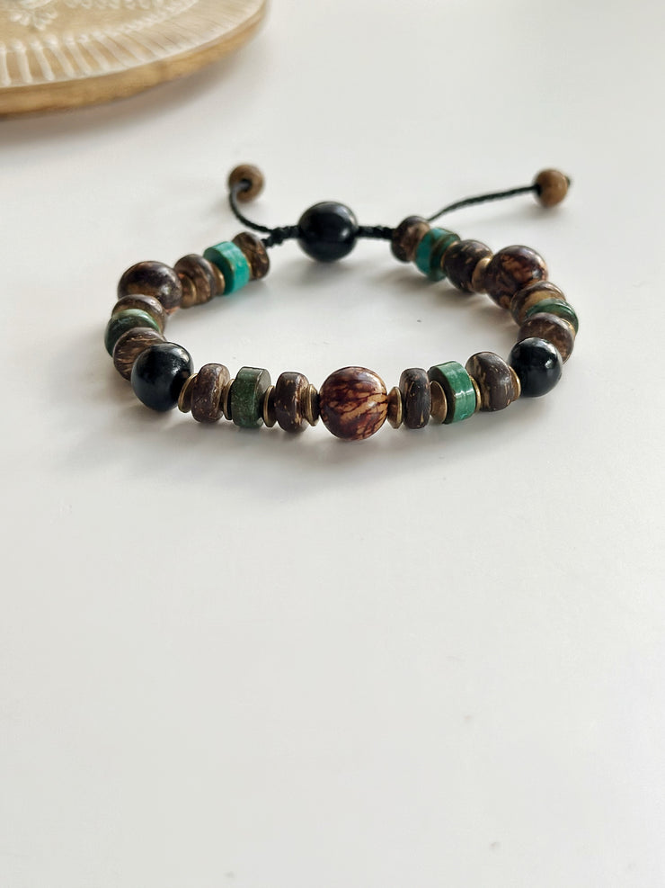 Açaí Seed Turquoise and Coconut Bead Bracelet