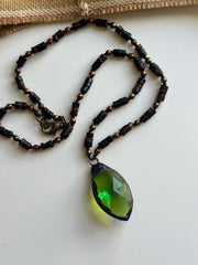 Crystal Black Lip Shell and Hematite Hand Knotted Necklace