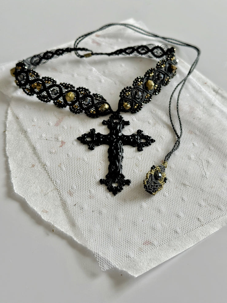 Medieval Gothic Macrame Cross Set