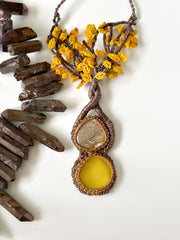 Agate and Yellow Onyx Tree of Life Necklace