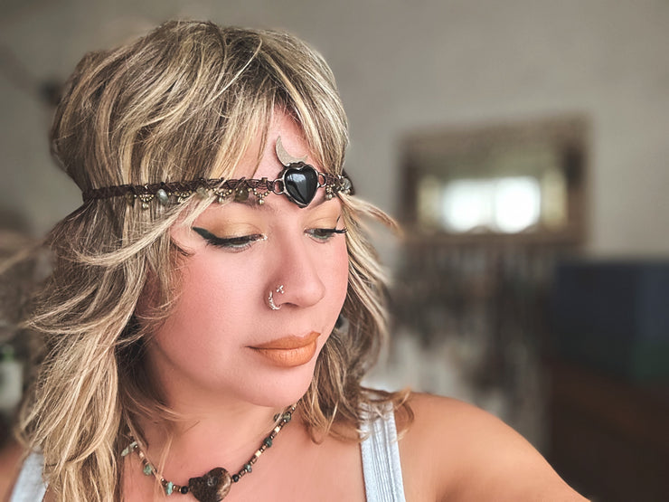 Onyx and Labradorite Headpiece