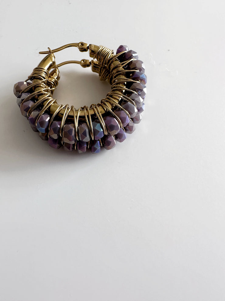 Gold Plated Stainless Steel Medium Hoops Lavender