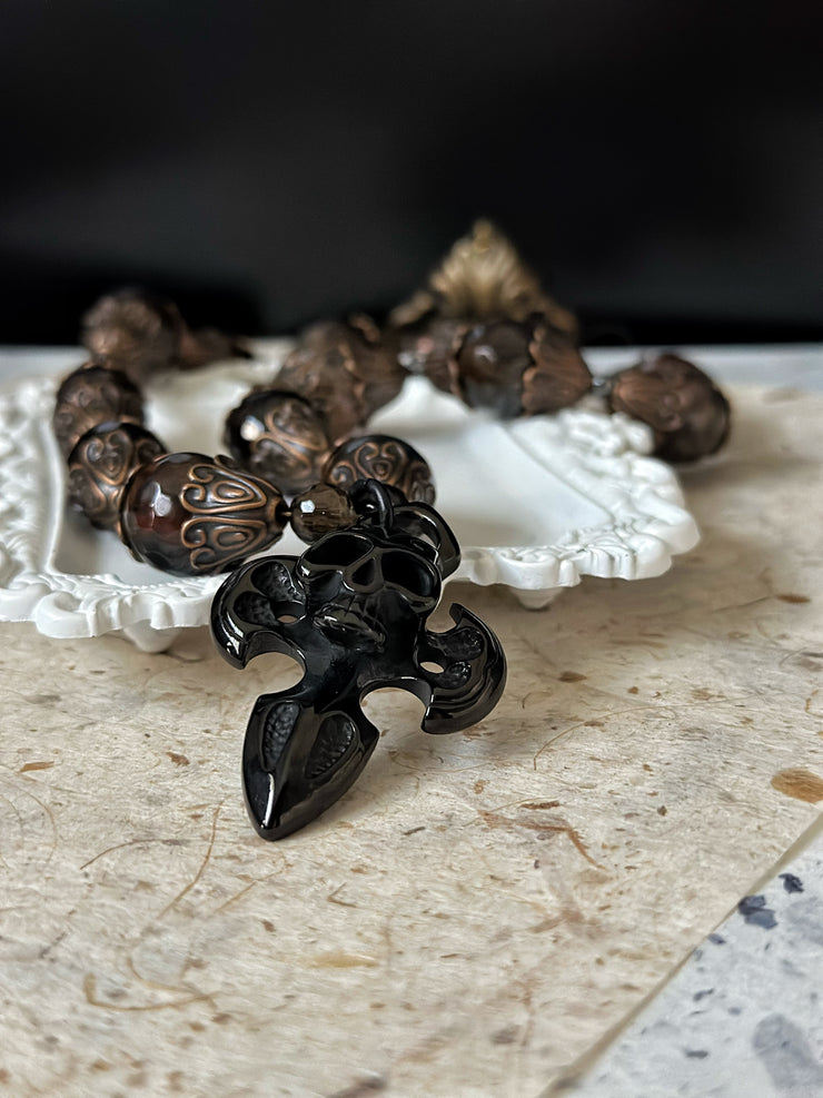 Agate Skull Dagger Necklace
