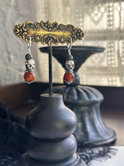 Anitque Bronze Skull and Bone Plug Friendly Earrings