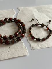 Red Agate and Bronze Necklace
