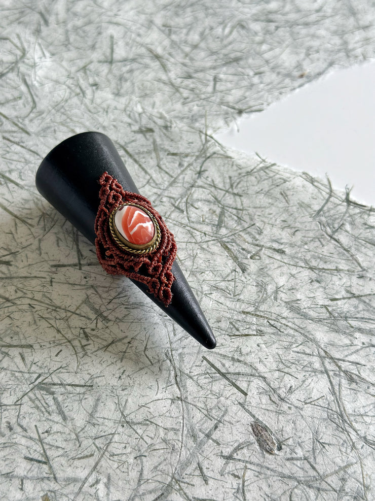 Red Jasper Macrame Ring