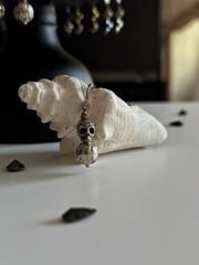 Single Silver Skull and Orb Earring