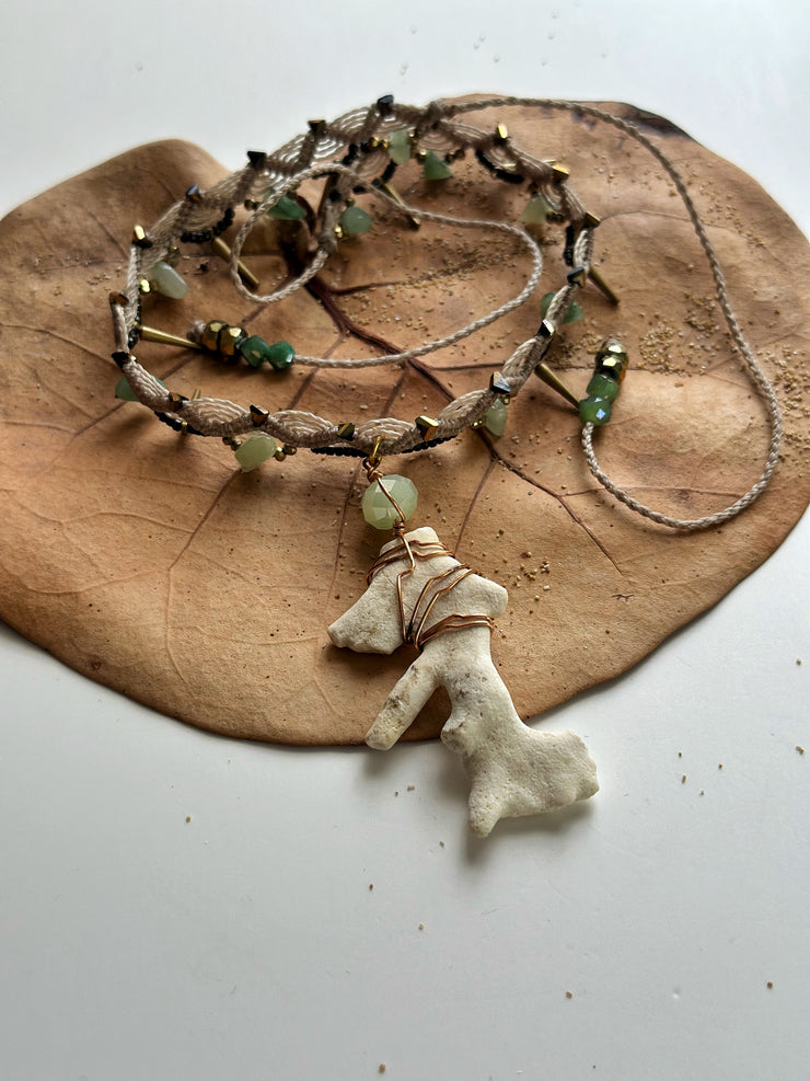 Natural Coral and Green Aventurine Choker