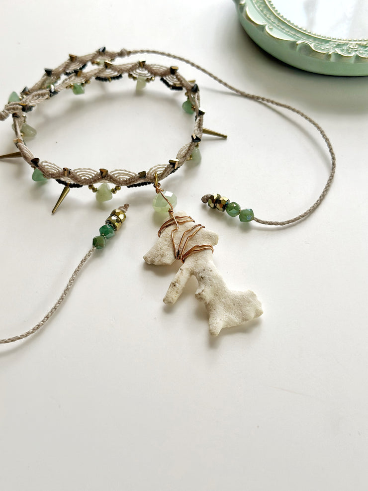 Natural Coral and Green Aventurine Choker