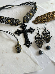 Medieval Gothic Macrame Cross Set