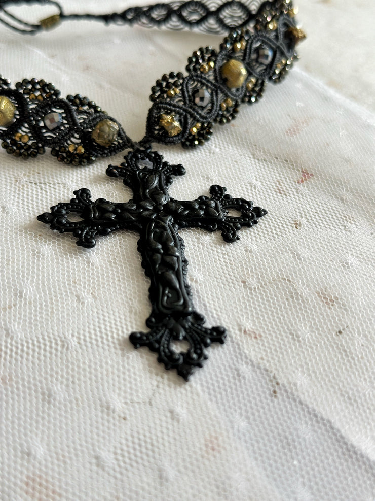 Medieval Gothic Macrame Cross Set