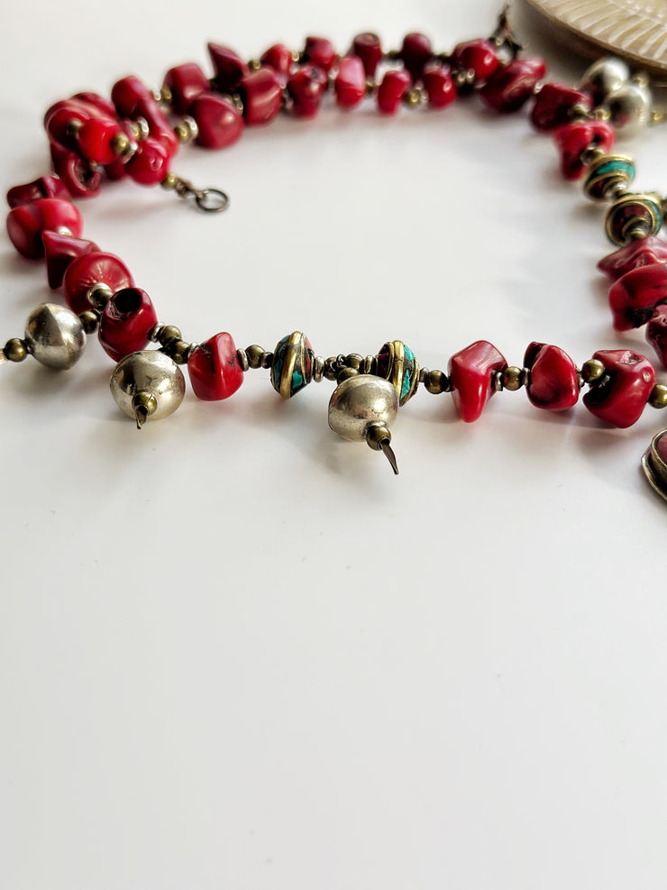 Unique Ethnic Afghan Horse Coral Necklace