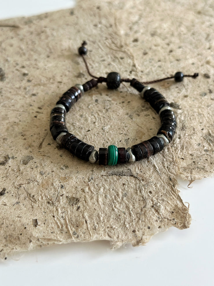 Natural Shell and Malachite Bracelet