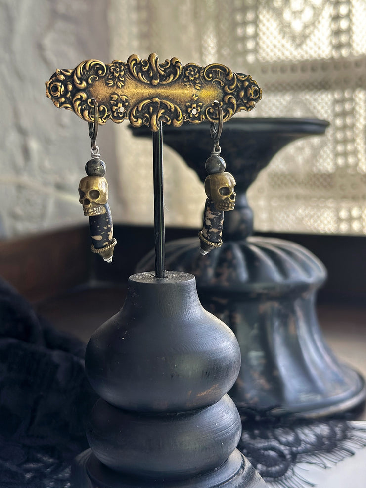 Antique Bronze Skull and Bone Huggies