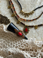 Dark Boho Ethnic Layered Necklace