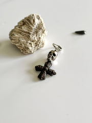 Silver Skull and Antique Cross Earring